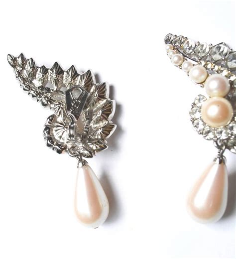 ysl earrings pearl|YSL rhinestone earrings.